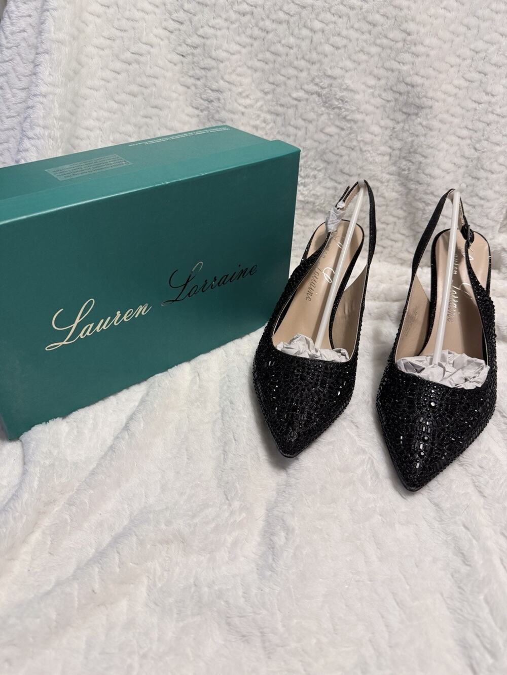 Lauren Lorraine Rachel Women’s Slingback Heel Rhinestone Prom Pageant Size 10